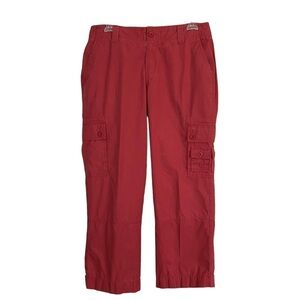 Lauren Jean Company Red Orange Cotton Pants Size 6 Cargo Cropped Capri Summer